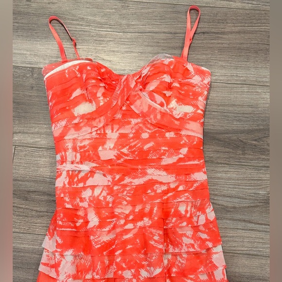 NWOT BCBGMaxAzria Erika Chiffon Layered Tiered Orange Maxi Dress Size 2 - Picture 5 of 10